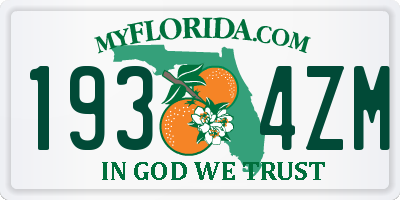 FL license plate 1934ZM