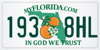 FL license plate 1938HL