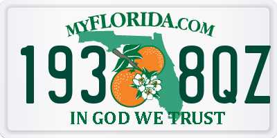 FL license plate 1938QZ