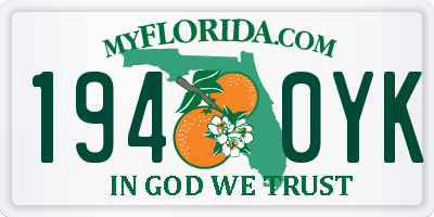 FL license plate 1940YK