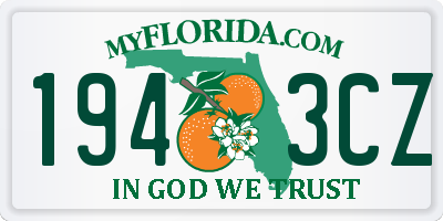 FL license plate 1943CZ