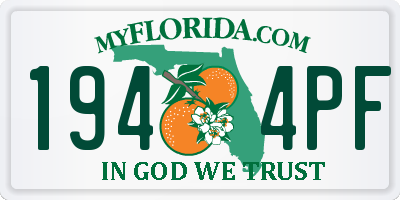 FL license plate 1944PF