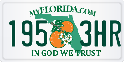 FL license plate 1953HR