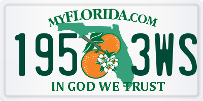 FL license plate 1953WS