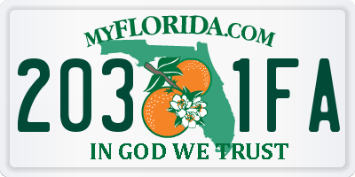 FL license plate 2031FA