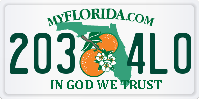 FL license plate 2034LO