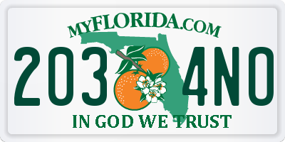 FL license plate 2034NO