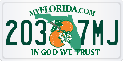 FL license plate 2037MJ