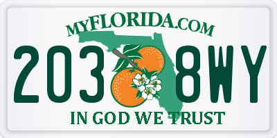 FL license plate 2038WY