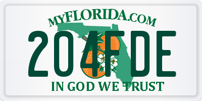 FL license plate 204FDE