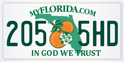 FL license plate 2055HD