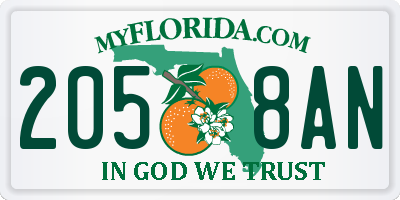 FL license plate 2058AN