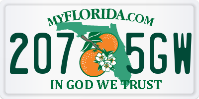 FL license plate 2075GW