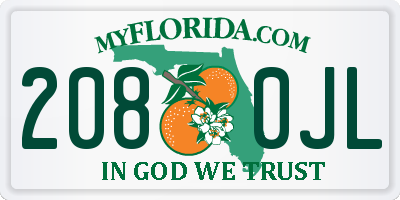 FL license plate 2080JL