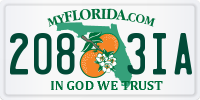 FL license plate 2083IA