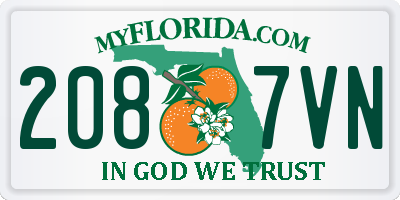 FL license plate 2087VN