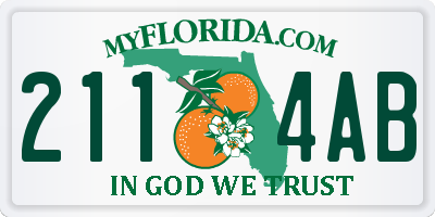 FL license plate 2114AB