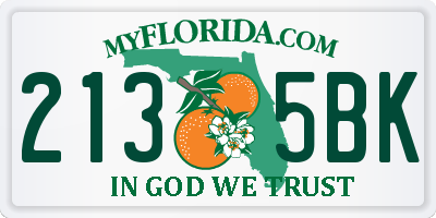 FL license plate 2135BK
