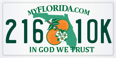 FL license plate 2161OK