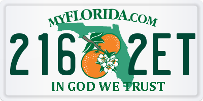 FL license plate 2162ET
