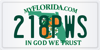 FL license plate 218PWS