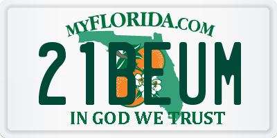 FL license plate 21BEUM