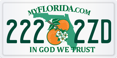 FL license plate 2222ZD