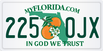 FL license plate 2250JX