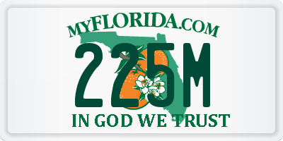 FL license plate 225M