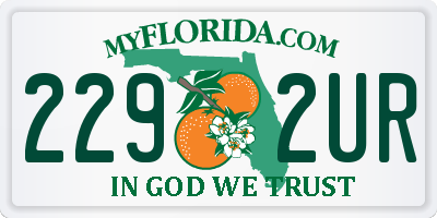 FL license plate 2292UR