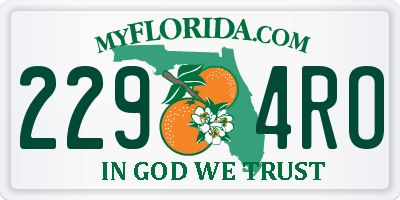 FL license plate 2294RO