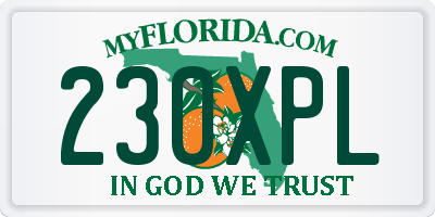 FL license plate 230XPL