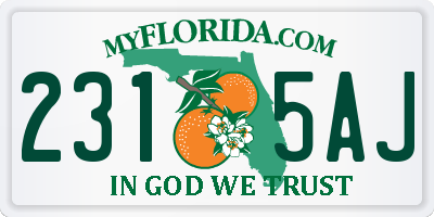 FL license plate 2315AJ