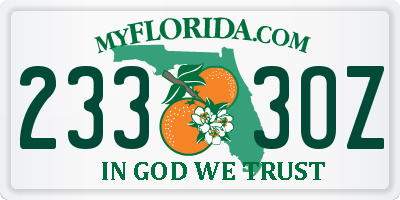 FL license plate 2333OZ