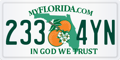 FL license plate 2334YN