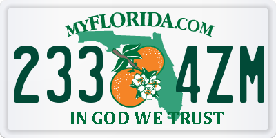 FL license plate 2334ZM
