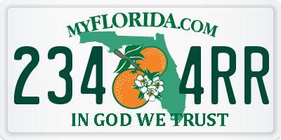FL license plate 2344RR
