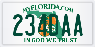 FL license plate 234DAA