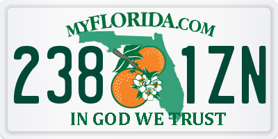 FL license plate 2381ZN
