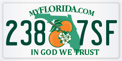 FL license plate 2387SF