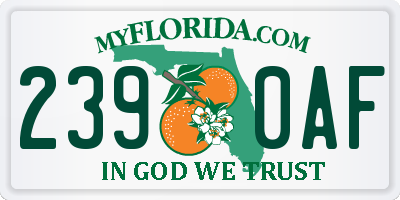 FL license plate 2390AF