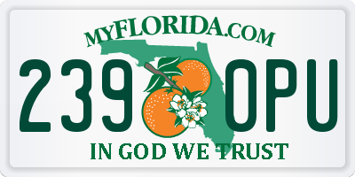 FL license plate 2390PU