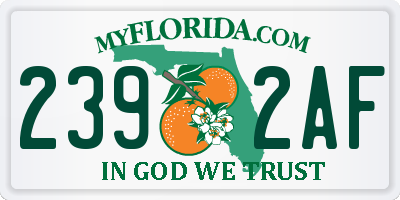 FL license plate 2392AF