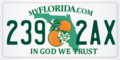 FL license plate 2392AX