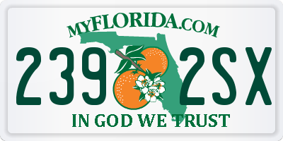 FL license plate 2392SX