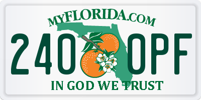 FL license plate 2400PF