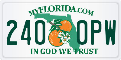 FL license plate 2400PW