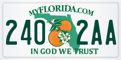 FL license plate 2402AA