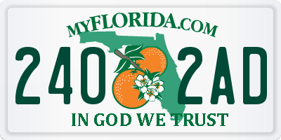 FL license plate 2402AD
