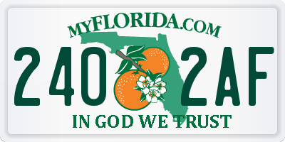 FL license plate 2402AF